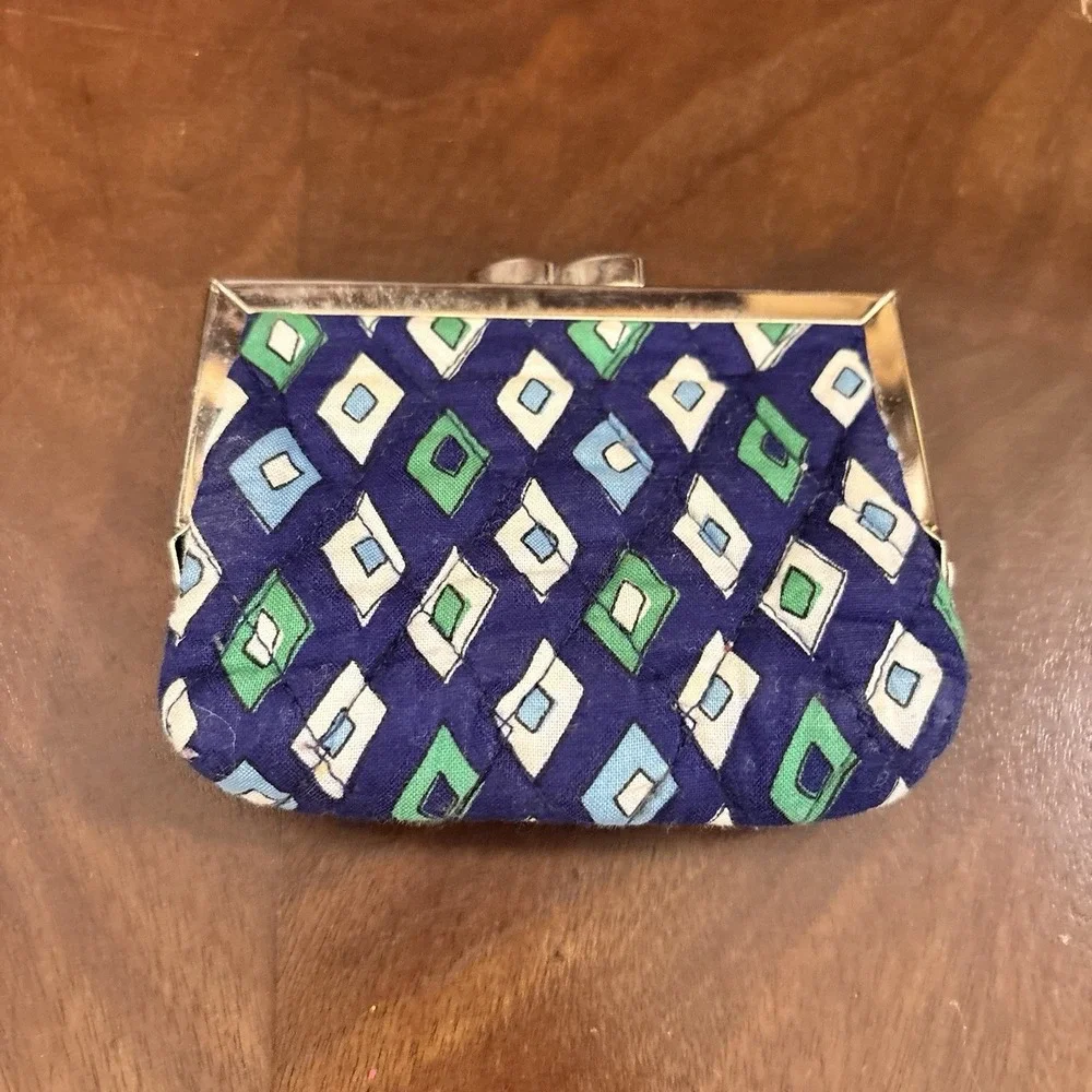 Vera Bradley Kiss Lock Coin Purse Mediterranean Mosaic Retired Quilted Wallet